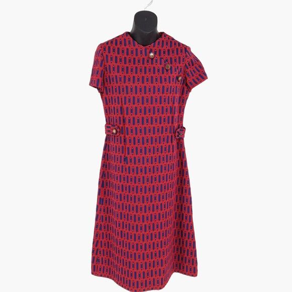 Vintage 60's Rona Shift dress with Matching Coat Jacket Women's Size Medium Red - Picture 4 of 10